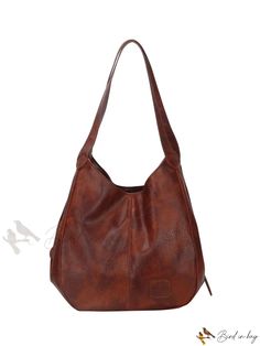 Bird in Bag - Casual Vintage PU Leather Shoulder Bag for Women with Large Capacity and Multiple Pockets Brown Softback Shoulder Bag For Everyday Use, Casual Leather Softback Shoulder Bag, Trendy Softback Hobo Bag For Everyday Use, Large Capacity Softback Satchel, Casual Large Capacity Faux Leather Bucket Bag, Casual Faux Leather Bucket Bag With Large Capacity, Brown Large Capacity Softback Shoulder Bag, Casual Brown Hobo Bag For Errands, Casual Softback Shoulder Bag In Soft Leather