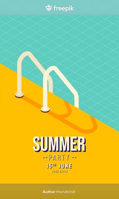 the poster for summer party, featuring an image of two white metal handrails