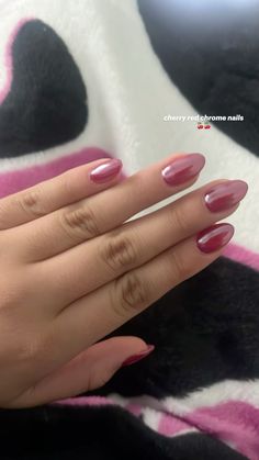 Chrome Cherry Nails, Cherry Red Chrome Nails, Dark Red Chrome Nails, Cherry Chrome Nails, 2025 Nails, Cherry Chrome, Red Chrome Nails, Hoco Nails, Nail Tip Designs