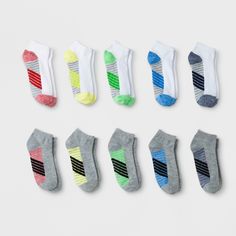 Boys' 10pk Stripe Low Cut Socks - Cat & Jack S, Casual Striped Sports Socks, Multicolor Breathable Sporty Socks, White Sporty Socks For Playtime, Sporty Multicolor Cotton Socks, Dc Titans, Grey Socks, Low Cut Socks, Boys Socks, Cat Socks