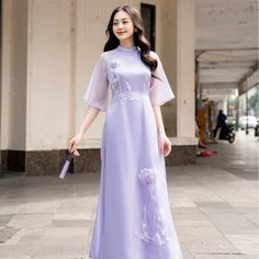 👉 7 DAY REFUND SUPPORT FOR CUSTOMERS IN VIETNAM * Still a Vietnamese girl walking down the street, how beautiful are her innovative ao dai. Selected from the best materials, the 4-piece modern ao dai will bring her the perfect experience. * With a delicate ao dai design in the flower-embroidered sleeves, a little bit of momentum with a stylized side part, this innovative ao dai can turn any girl into a beautiful lady. , young, lovely. * Ao dai in different colors such as pink and beige helps her create impressive sets. Buy now with Ao Dai to get the best price 🌿 Chaang women's innovative Ao Dai ready-made silk 4 pieces high-class floral lace design creates a highlight for the girls to attend a beautiful holiday party: * Brand: ChaangMay * Material: Beautiful silk chiffon * Style: Square Ao Dai Design, Modern Ao Dai, Vietnamese Girl, Girl Walking, Walking Down The Street, Embroidered Sleeves, Chiffon Fashion, Beautiful Lady, Side Part