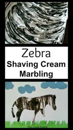 zebra shaving cream marbling is an easy art project for kids to do with paper plates