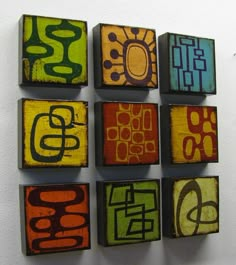 six wooden blocks with different designs on them and the words, if you like my spectum score check out my other shop for abstract art blocks and more