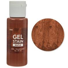 a bottle of gel stain next to a white background