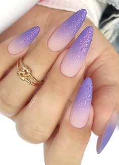 Icy Purple Nails, Periwinkle Nail Designs, Lavender Blue Nails, Blue And Purple Ombre Nails, Pink And Purple Nails, Purple Wedding Nails, Purple Stiletto Nails, Purple Chrome Nails, Purple Ombre Nails