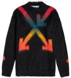 Designer White Winter Sweater, Designer Fitted White Sweater, White Fitted Designer Sweater, Arrow Logo, Rainbow Gradient, Black Jumper, Harvey Nichols, Black Men Fashion, Luxury Department Store