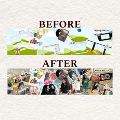 the before and after photoshopped images are displayed in this image, with text overlaying them