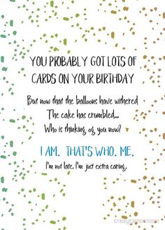 a birthday card with confetti sprinkles and the words, you probably got lots of cards on your birthday