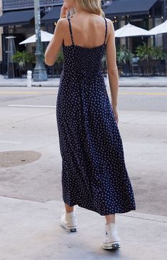 Blue Floral Colleen Slip Dress Blue Sundress, Church Fits, Long Sundress, Sundress Dress, Floral Slip Dress, Floral Dresses Long, Floral Print Midi Dress, Print Midi Dress, John Galt