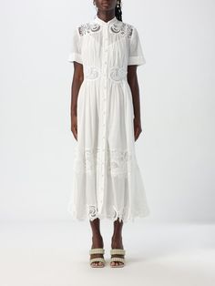 Find ZIMMERMANN Dress on Editorialist. Dress ZIMMERMANN Woman color Ivory White Summer Shirt Dress For Dress Down Occasions, White Summer Shirt Dress For Casual Wear, White Summer Shirt Dress For Casual Occasions, Summer White Shirt Dress For Casual Wear, Feminine White Shirt Dress For Daywear, Feminine Off-white Dresses For Daywear, Summer Daywear Off White Dress, White Maxi Length Shirt Dress For Daywear, White Maxi Length Shirt Dress