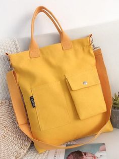 Popular Backpacks, Canvas Bag Design, Sacs Tote Bags, Sac Diy, Bags Style, Spring Summer Autumn Winter, Diy Bag Designs, Tote Bags Sewing, Yellow Handbag