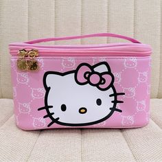 New Hello Kitty Pink Cosmetic Makeup Case Bag Open Compartment With Top Handle Approximately 8.5” X 6.5” X 4.5” Hello Kitty Makeup Bag, Sanrio Stuff, Makeup Bag Essentials, Kitty Accessories, Pink Cosmetics, Boo Basket, Hello Kitty Accessories, Christmas Guide, Hello Kitty Pink