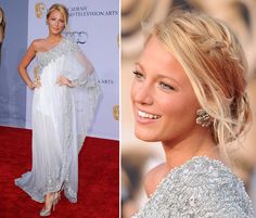 an image of a woman in white dress on the red carpet and one with blonde hair