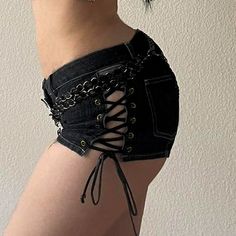 Color: Black, Size: S Lace Short Outfits, Super Short Shorts, Micro Shorts, Zipper Shorts, Denim Patterns, Punk Outfits, Mini Short, Designer Shorts, Low Waist