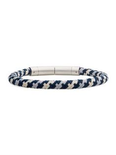 The 6mm Blue, Grey, and Beige Nylon Cord Bracelet from INOX features a braided pattern and an 8-8.5 length, with a smooth, cylindrical metallic clasp at the center. Nylon Cord Bracelet, Clasp Bracelet, Cord Bracelet, Bracelet Clasps, Cord Bracelets, Grey And Beige, Perfect Ring, Stainless Steel Bracelet, Jewelry Stores