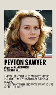 an advertisement for the movie peyrton sawyer, which features a woman's face