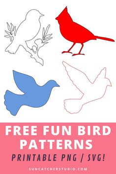 free printable bird pattern for kids to color and decorate with the birds on them