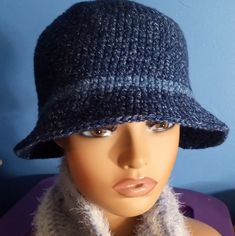 Made From Soft Acrylic With The Look Of Denim Crochet Beanie Hat, Crochet Bucket, Crochet Bucket Hat, Hat And Scarf Sets, Slouch Hat, Victorian Lace, Winter Hats Beanie, Handcrafted Accessories, Green Ombre