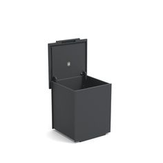 an open black box sitting on top of a white surface