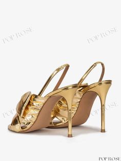 Glamorous Metallic Sandals with Open Toe and Knotted Slingback Fall Toes, Metallic Sandals, Club Party, Comfy Fashion, Style Elegant, Resort Wear, Summer Fall, Types Of Shoes, Open Toe