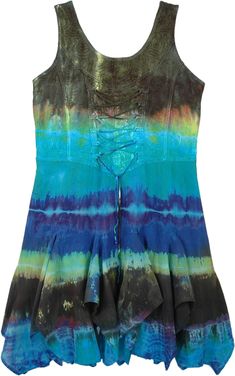 a women's tank top that is multicolored and has ruffles on the bottom