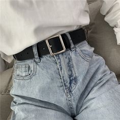 Ikat Pinggang, Buckle Jeans, Belt For Women, Jean Belts, Casual Belt, Mode Vintage, Leather Belts, Jeans Black, Black Belt