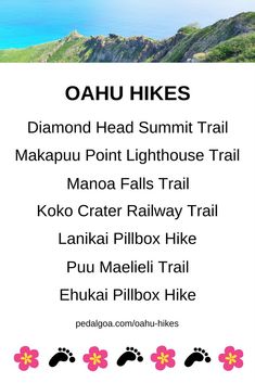 an advertisement for the diamond head summit trail, which is located on top of a mountain