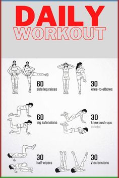 a poster with instructions to do the daily workout for women in different positions and sizes