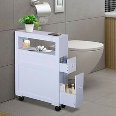 a bathroom with a toilet, sink and cabinet on the floor in front of it