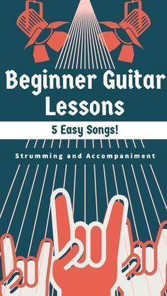 the book cover for beginer guitar lessons 5 easy songs with two fingers up in the air