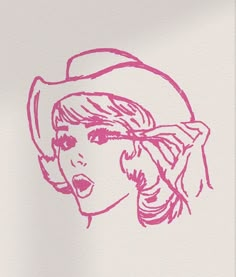 a drawing of a woman wearing a hat