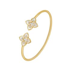 SONIA BRACELET - Katie Rae Collection Luxury Intricate Design Gold-plated Bracelet, Luxury Gold Flower Bracelet, Gold Flower-shaped Metal Bracelets, Elegant Gold Plated Flower-shaped Bracelet, Luxury Flower-shaped Fine Jewelry Bracelets, Clover Design, Clover Bracelet, Bracelets Gold, Stackable Bracelets