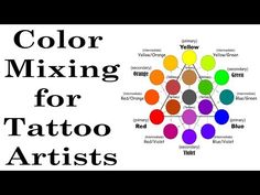 the color mixing for tattoo artists is shown in this graphic above it's image