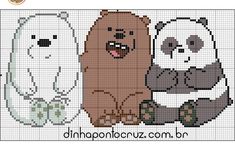 cross stitch pattern with panda, bear and polar bear