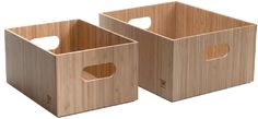 two wooden bins with holes in them