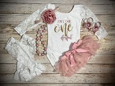 Isn't She Onederful Baby Girl First Birthday Outfit. Lace Bodysuit is soft and Stretchy with Glitter Rose Gold and Gold Design. Optional Accessories to match! Isn’t She Wonderful 1st Birthday, Girl 1st Birthday, 1st Birthday Outfit, Lace Leggings, Birthday Girl Outfit, Pink Baby Girl