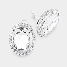 Clear Rhinestone Trim Oval Evening Silver Clip on Earring Anthropologie Earrings, Baublebar Earrings, Clip On Earring, Heart Shaped Earrings, Rhinestone Trim, Beaded Drop Earrings, Cz Stud Earrings, Beaded Dangle Earrings, Delicate Earrings