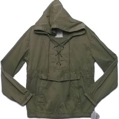 Brand New With Tags Attached Authentic American Heritage Women's, Lead Gray, Front Tie Lace Up, Anorak Jacket, Size M. Beautiful, Stylish, Casual Chilly Day Wear. Casual Cool. Front Tie / Lace Accent Flap Above Kangaroo Pocket...Unique Stylish Feature Drop Low Secure Kangaroo Pocket Elastic Hem And Sleeve Ends Hood Worn...Old Favorite Look Style # Jg83z002rs 182114.5 Fall Khaki Tops For Outdoor, Khaki Long Sleeve Utility Windbreaker, Utility Style Long Sleeve Khaki Parka, Khaki Long Sleeve Utility Parka, Khaki Utility Windbreaker For Fall, Beige Long Sleeve Outerwear With Drawstring, Military Style Spring Windbreaker For Outdoor, Olive Military Style Tops For Fall, Spring Military Style Khaki Parka