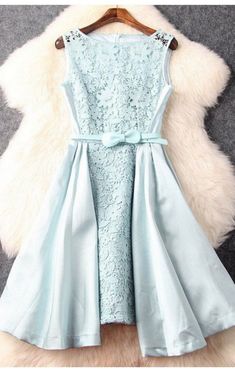 Homecoming Dresses Blue Sleeveless Matte Satin Zipper-Up Lace Above-Knee Bateau A-Line/Column Homecoming Dresses Blue, Mint Dress Lace, Blue Homecoming Dresses, Short Homecoming Dress, Dresses Blue, Matte Satin, Dress Zipper, Evening Party Dress, Sleeveless Mini Dress