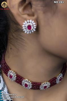 Mini Haram, Diamond Chokers, Ruby Chain, Saved Pictures, Ikat Blouse, Pearl Neck, Indian Jewelry Earrings