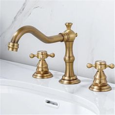 48273149264176 French Farmhouse Bathroom, Antique Brass Bathroom Faucet, Gold Bathroom Fixtures, Groom Room, Bathroom French, Modern French Farmhouse, European Bathroom, Gold Bathroom Faucet, Brass Bathroom Faucets