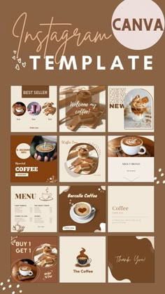 an image of coffee menus and business cards with the words canva on them