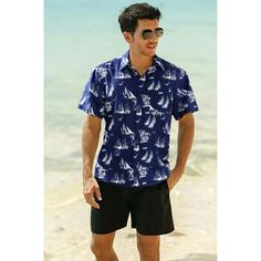 Hawaiian Tropical Shirts with Pocket - B-04 NAVY BLUE Buttoned Shirt, Tropical Shirts, Mens Flannel Shirt, Mens Flannel, Travel Party, Mens Neck Ties, Hawaiian Shirts, Shirt Button, Mens Vest