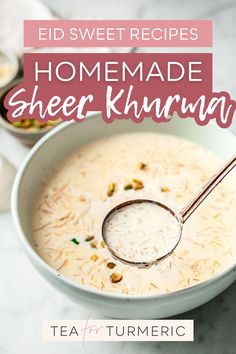 a white bowl filled with homemade cheese khwana and topped with pistachio