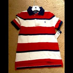 Brand New Ralph Lauren Polo Shirt Size 6 Red Cotton Polo Shirt For Spring, White Short Sleeve Ralph Lauren Polo Shirt, Classic Red Ralph Lauren Top, Red Collared Top For School, Ralph Lauren Multicolor Short Sleeve Top, Ralph Lauren Red Collared Shirt, Red Ralph Lauren Collared Shirt, Red Collared Ralph Lauren Shirt, Red Summer School Tops