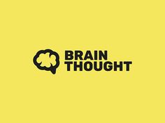 the words brain thought are shown in black on a yellow background, with an image of a