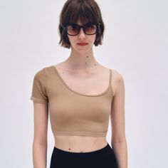 Nwt Zara Seamless Crop Top Beige-Pink | 7901/340 Xs-S Spring Low-cut Bra-friendly Top, Stretch Seamless Low-cut Tops, Bra Friendly Low-cut Crop Top For Summer, Summer Low-cut Bra-friendly Crop Top, Stretch Low-cut Crop Top For Summer, Summer Stretch Low-cut Crop Top, Bra-friendly Low-cut Crop Top For Summer, Beige Seamless Crop Top, Spring Seamless Low-cut Tops