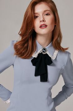 Robin Sailor Dress | Oroshe Conservative Outfits, Rajputi Dress, Pretty Redhead, Structured Dress, Ootd Dress, Sailor Dress, Dress Classy, Flat Collar, Dress Fitted