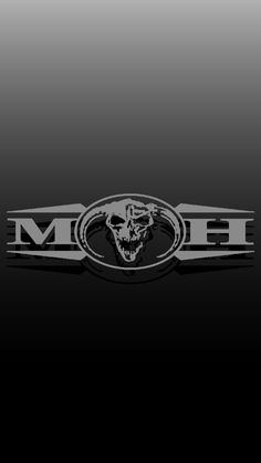 the emblem for an automobile company on a black and white background with silver lettering that reads mohe