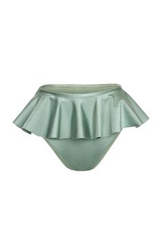 Matching the Rose top, this peplum-style bottom by Sanlier is the perfect addition for a summer wardrobe. The fun and flirtatious ruffled at the waistline make this swim bottom stand out from the crowd. The high-waisted cut is flattering on all body types and pairs well with many of our other swim tops. Summer Solid Swim Skirt With Ruffles, Solid Color Ruffled Swim Skirt For Summer, Solid Ruffled Swim Skirt For Summer, Chic Ruffled Swim Skirt For Summer, Ruffled Swim Skirt For Summer Party, Spring Ruffled Swim Skirt, High Waist Swim Skirt For Summer Party, High-waist Swim Skirt For Summer Parties, Chic Green Bottoms For Poolside